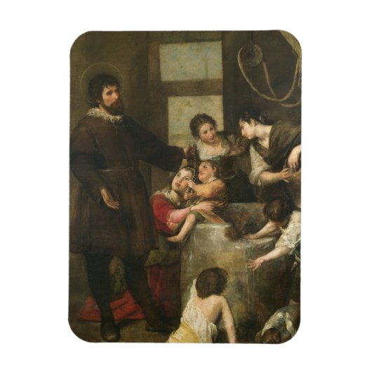 St. Isidore rette ein Kind, das in einen Keller ge Magnet (Vertikal)