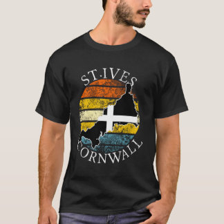 St Ives Cornwall Cornish Map Celtic Distressed Sun T-Shirt