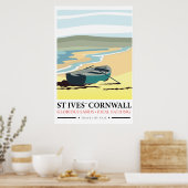 St Ives Cornwall nautisches Reiseplakat. Poster (Küche)