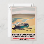 St Ives Cornwall Travel Poster Postkarte (Vorne/Hinten)