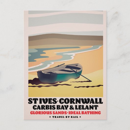 St Ives Cornwall Travel Poster Postkarte (Vorderseite)