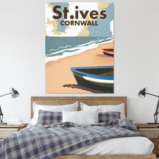 St.ives Vintage Reiseposter Leinwanddruck (Insitu (Schlafzimmer))