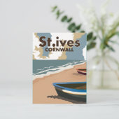 St.ives Vintage Reiseposter Postkarte (Stehend Vorderseite)