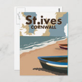 St.ives Vintage Reiseposter Postkarte (Vorne/Hinten)