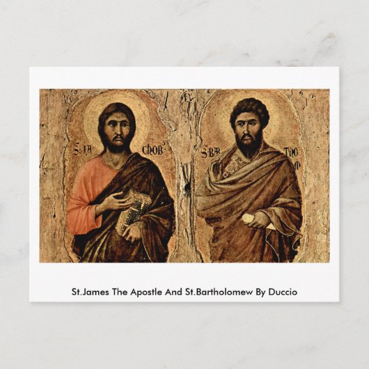 St. James, Apostel und St. Bartholomew von Duccio Postkarte (Vorderseite)