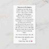 St. James, die Apostel Novena Gebetskarte Telefonnummerkarte (Rückseite)