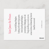 St. James, die persische Gebetskarte Postkarte (Rückseite)