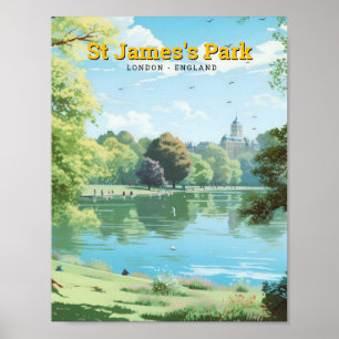 St James's Park London England Kunst Vintage Reise Poster