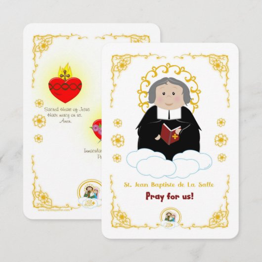 St. Jean Baptiste de La Salle Holy Card Einladung (Vorne/Hinten)