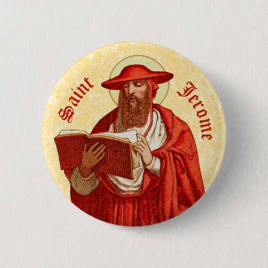 St. Jerome als Kardinal mit Buch (P 004) Button (Vorderseite)