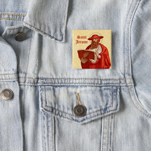 St. Jerome als Kardinal mit Buch (P 004) Button (Beispiel)