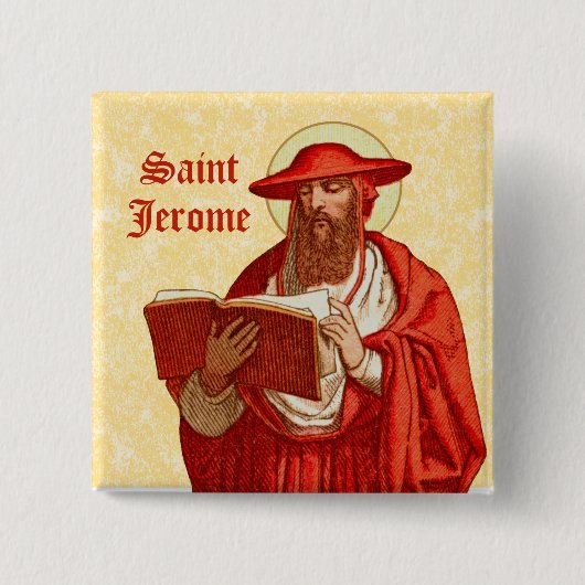 St. Jerome als Kardinal mit Buch (P 004) Button (Vorderseite)