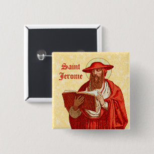 St. Jerome als Kardinal mit Buch (P 004) Button