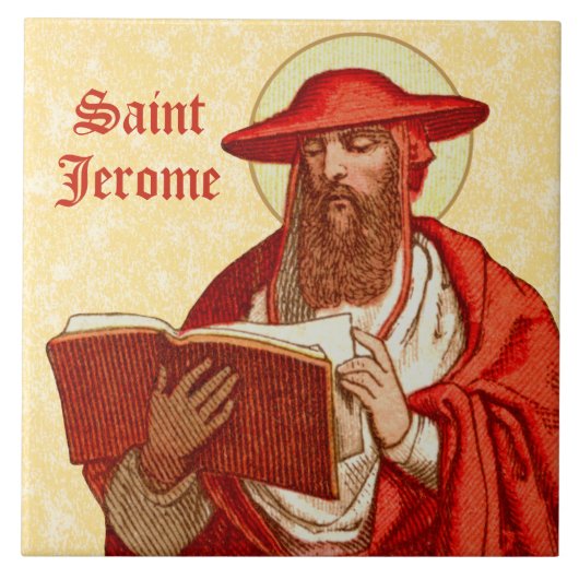 St. Jerome als Kardinal mit Buch (P 004) Fliese (Vorderseite)