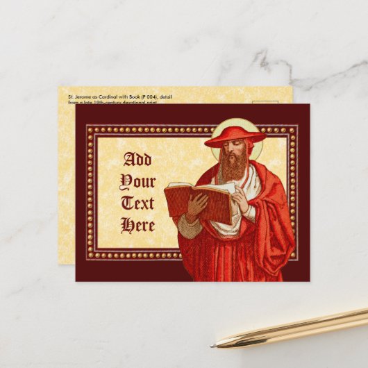 St. Jerome als Kardinal mit Buch (P 004) Postkarte (Vorderseite/Rückseite Beispiel)
