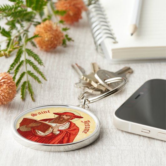 St. Jerome als Kardinal mit Buch (P 004) Schlüsselanhänger (Seite)