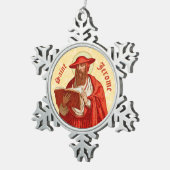 St. Jerome als Kardinal mit Buch (P 004) Schneeflocken Zinn-Ornament (Rechts)