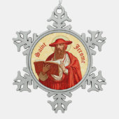 St. Jerome als Kardinal mit Buch (P 004) Schneeflocken Zinn-Ornament (Vorderseite)