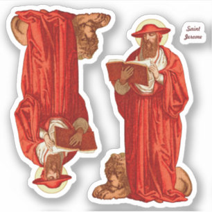 St. Jerome als Kardinal mit Löwen (P 004) Aufkleber