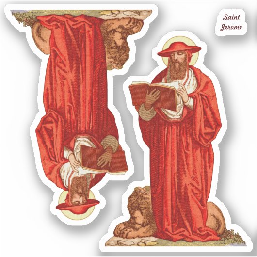 St. Jerome als Kardinal mit Löwen (P 004) Aufkleber (Vorderseite)