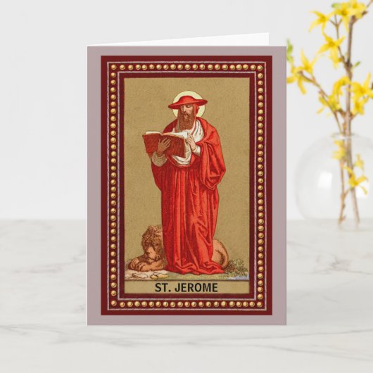 St. Jerome als Kardinal mit Löwen (P 004) Karte (Gelbe Blume)