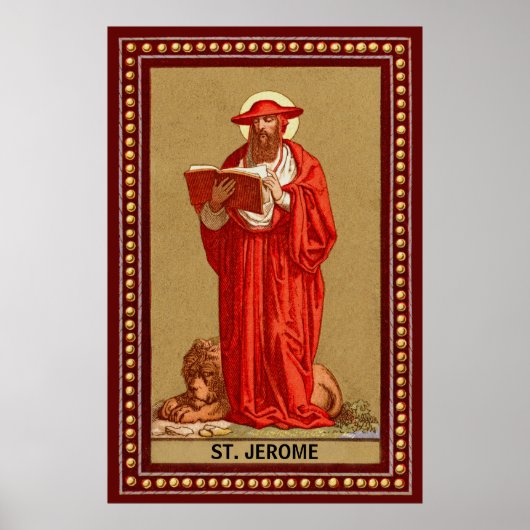 St. Jerome als Kardinal mit Löwen (P 004) Poster (Vorne)