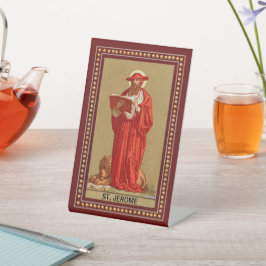 St. Jerome als Kardinal mit Löwen (P 004) Sockelschild
