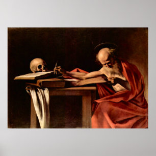 St. Jerome beim Schreiben von Caravaggio Poster