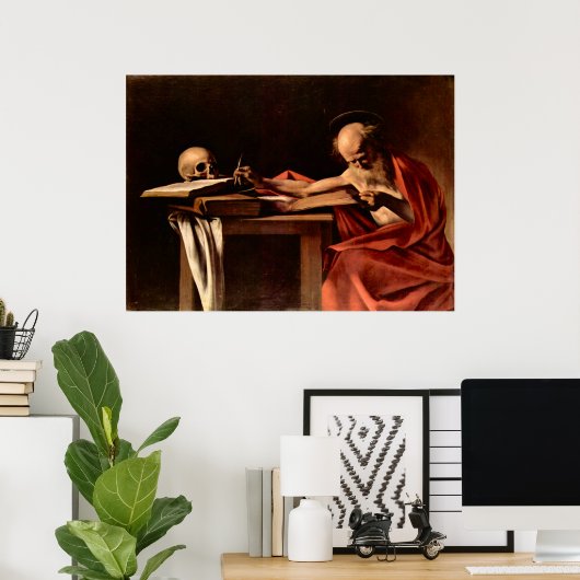St. Jerome beim Schreiben von Caravaggio Poster (Heimbüro)