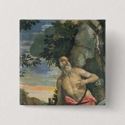 St Jerome im Penitence (Öl auf Leinwand) Button (Vorderseite)