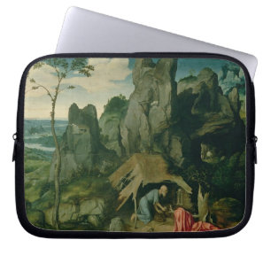 St Jerome in der Wüste (Öl auf Platte) (sehen Si Laptopschutzhülle