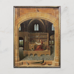 St. Jerome in seinem Studium, c.1475 Postkarte