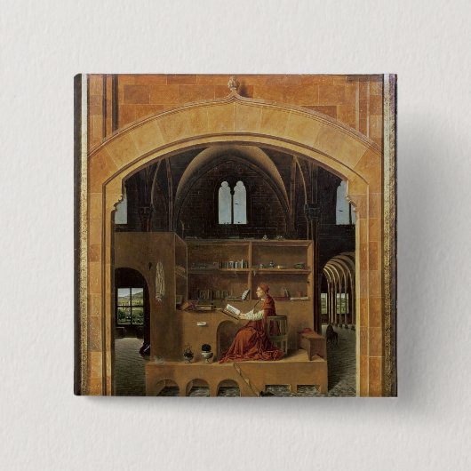 St Jerome in seiner Studie, c.1475 Button (Vorderseite)