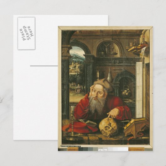 St. Jerome in seiner Studie Postkarte (Vorne/Hinten)