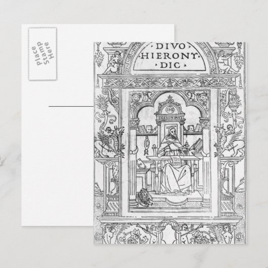 St. Jerome in seiner Studie Postkarte (Vorne/Hinten)