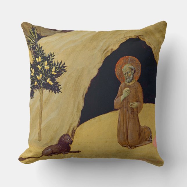 St Jerome mit dem Löwe, 1436 (Tempera auf Platte) Kissen (Vorderseite)