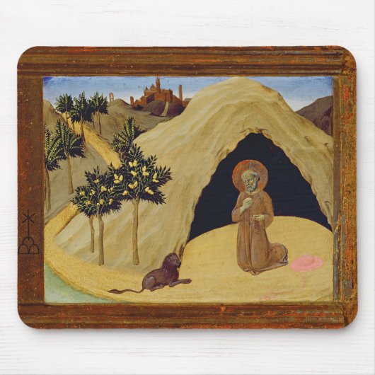 St Jerome mit dem Löwe, 1436 (Tempera auf Platte) Mousepad (Vorne)