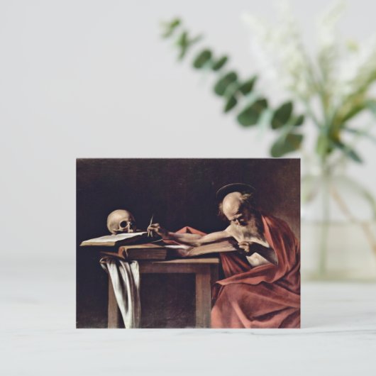St. Jerome Writing by Michelangelo Merisi Da Carav Postkarte (Stehend Vorderseite)
