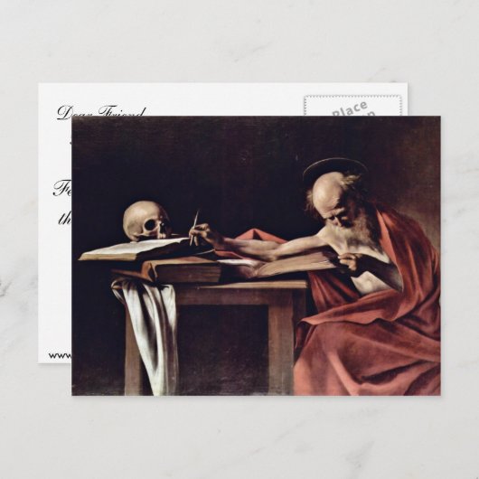 St. Jerome Writing by Michelangelo Merisi Da Carav Postkarte (Vorne/Hinten)