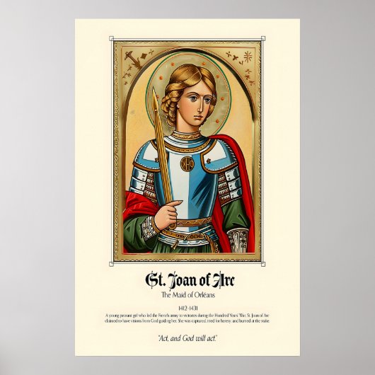 St. Joan of Arc Art Print Medieval Christian Poster (Vorne)