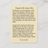 St. Joan of Arc Flag Soldier Katholische Heilige K Visitenkarte (Rückseite)