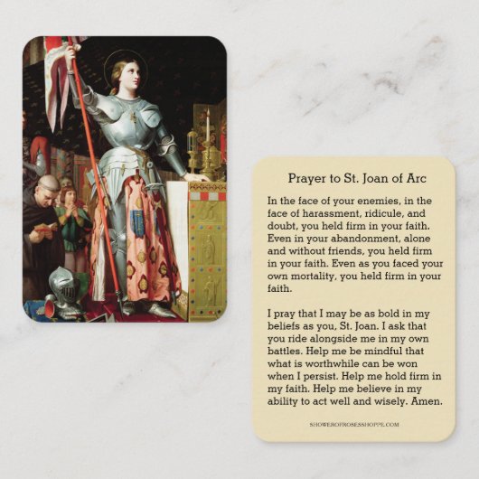 St. Joan of Arc Religious Katholic Holy Card Visitenkarte (Vorne/Hinten)