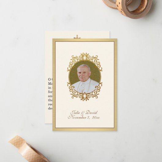 St. Johannes Paul II Gastgeschenk Hochzeit Mitteilungskarte (Vorderseite/Rückseite Beispiel)