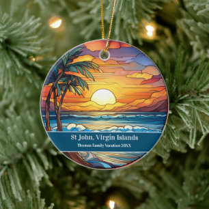 St John Beach Vacation Keramik Ornament