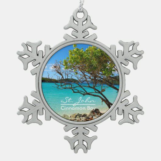 St. John Cinnamon Bay Pewter Snowflake Ornament (Vorderseite)