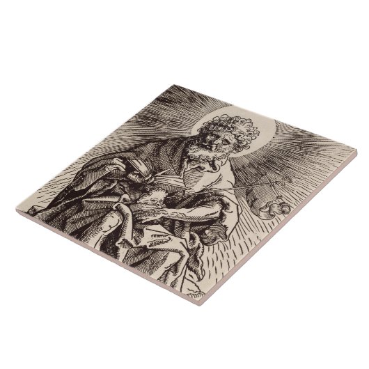 St. John der Täufer Holt das Lamm Fliese (Seite)