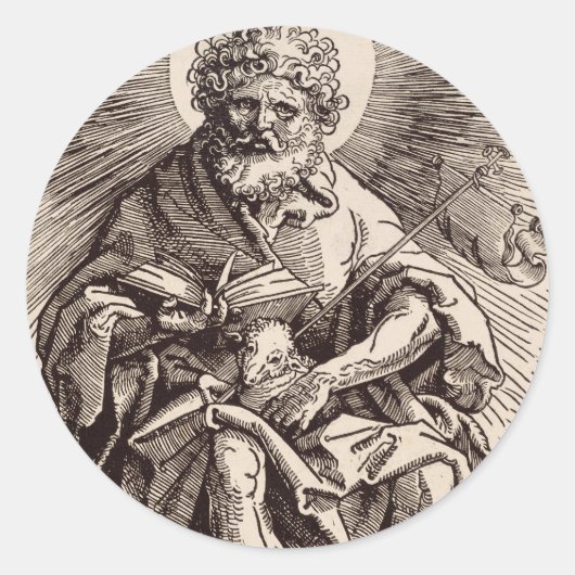 St. John der Täufer Holt das Lamm Runder Aufkleber (Vorderseite)