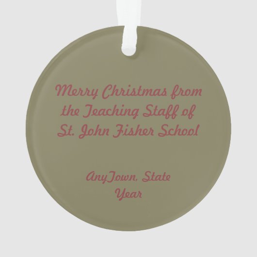 St. John Fisher (SAU 025) Circular Acronylic Ornament (Rückseite)