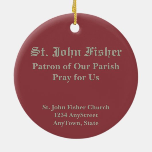 St. John Fisher (SAU 025) Circular Keramikornament (Hinten)