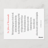 St. John of Kronstadt Prayer Card Postkarte (Rückseite)